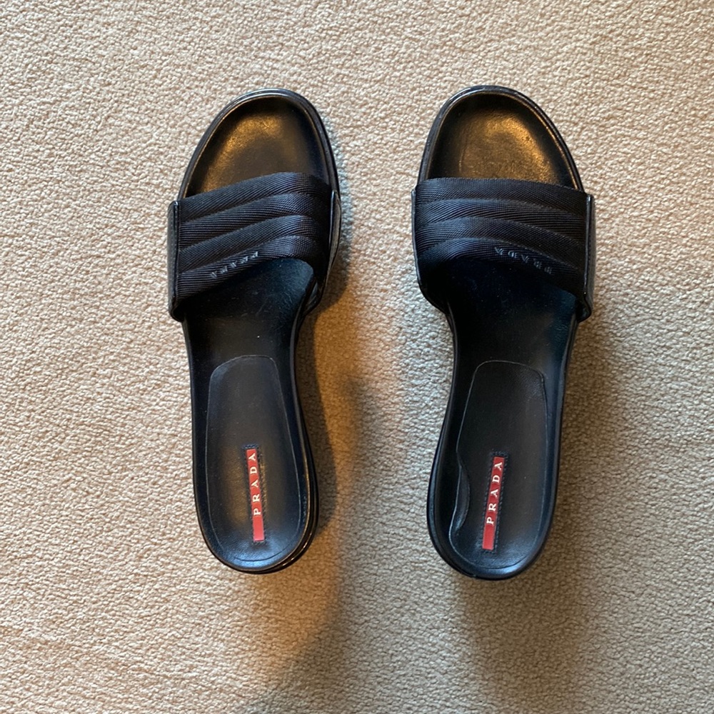 Prada slip on sandals